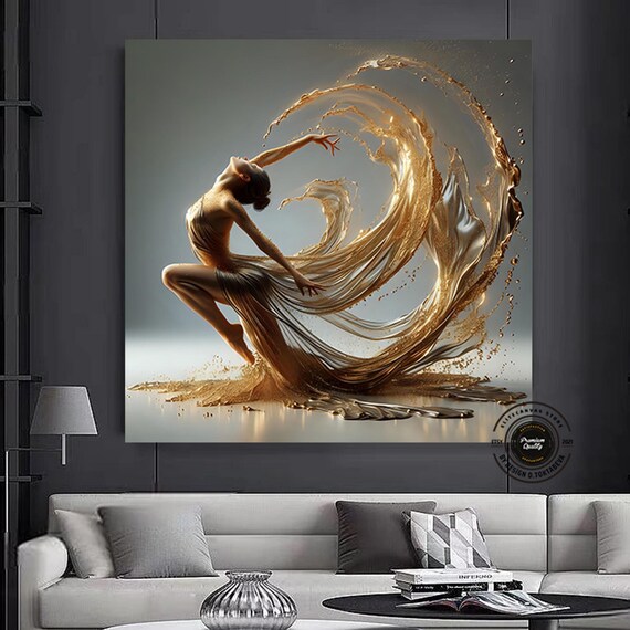Ballerina Dancing Canvas Wall Art In Silk Dress Modern Design Home Decor Print Picture