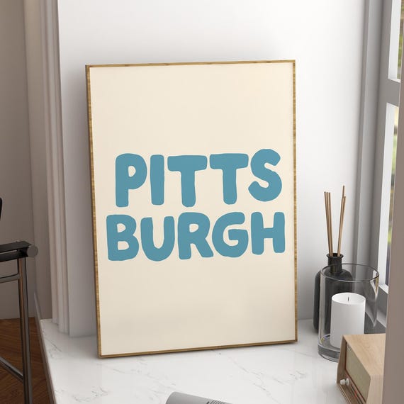 Pittsburgh Poster Cute City Print Travel Apartment Decor Wall Art Minimal Typography