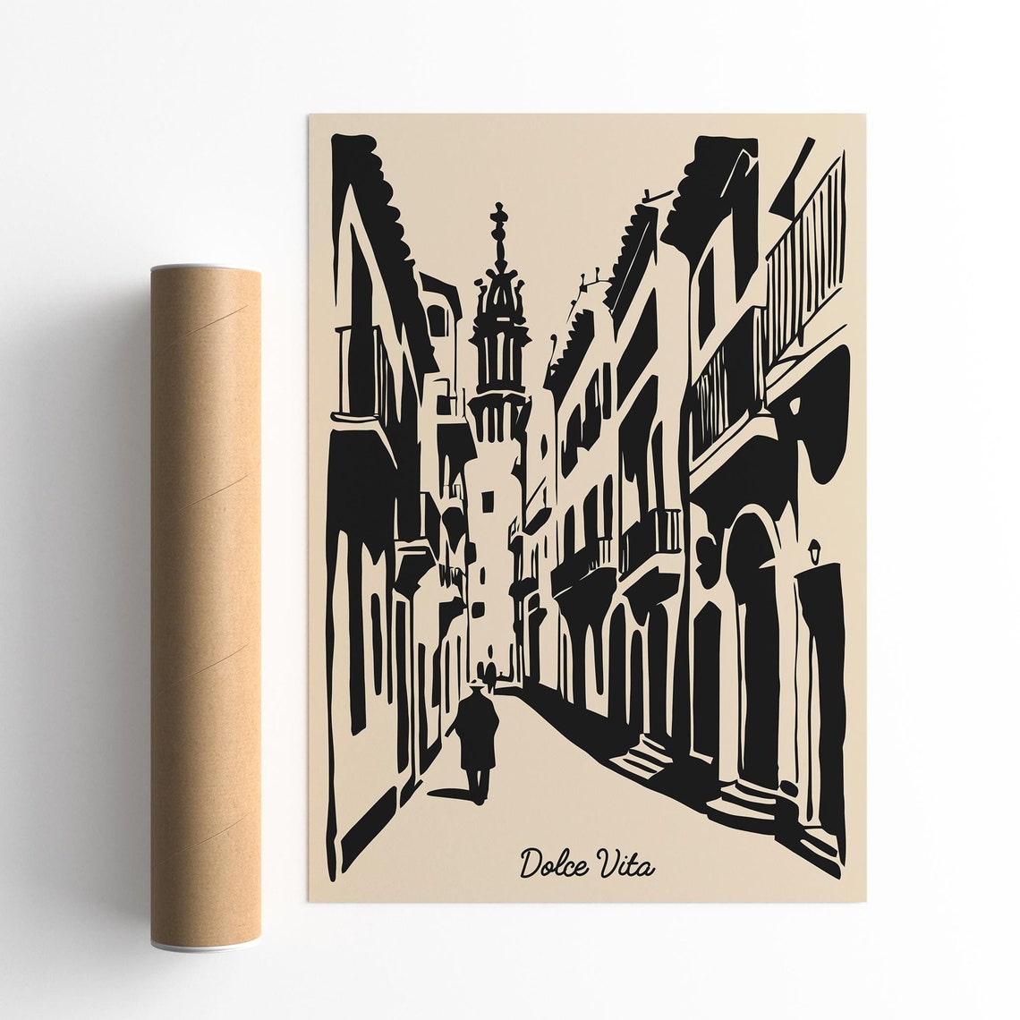 Dolce Vita Poster Rome Italy Print Cityscape Art Poster Scenic Vintage Print Urban Architecture Wall Art City Of The Soul Travel Print