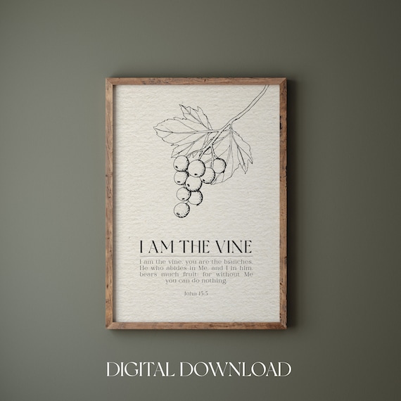 John 15 5 I Am the Vine and You Are the Branches Line Art Poster