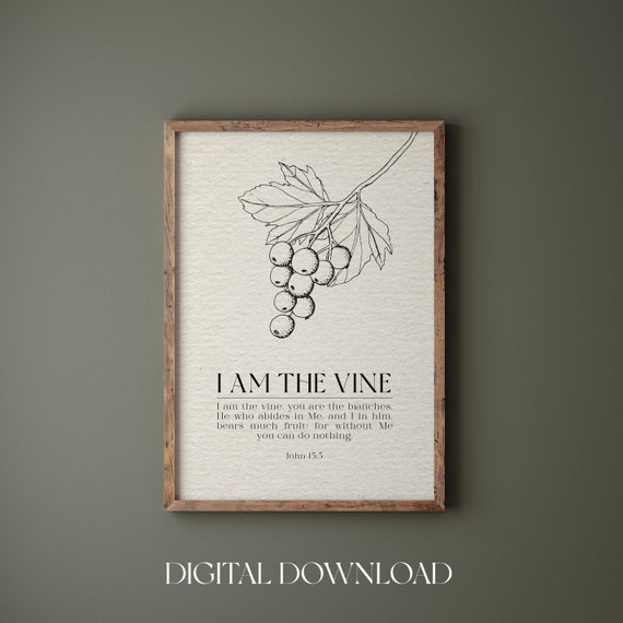 John 155 I Am The Vine And You Are The Branches Abide In Me Christian Wall Art Bible Verse Wall Art Gifts For Christians