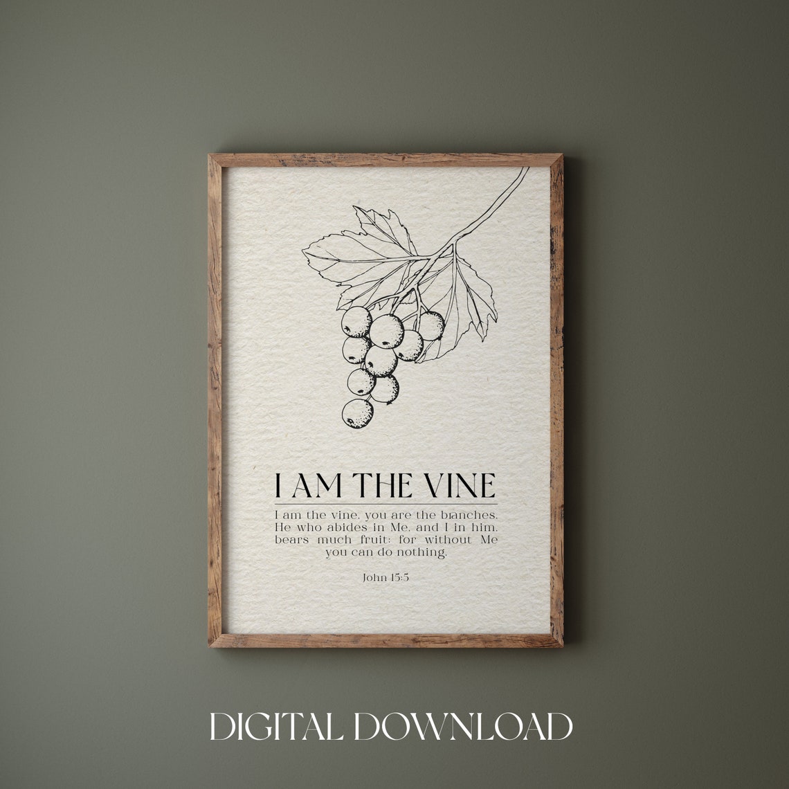 John 15 5 I Am the Vine and You Are the Branches Line Art Poster