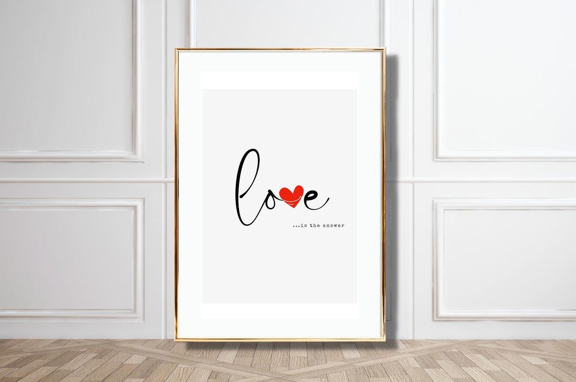 Love Is The Answer Black Script Quote Heart Accent Art Poster