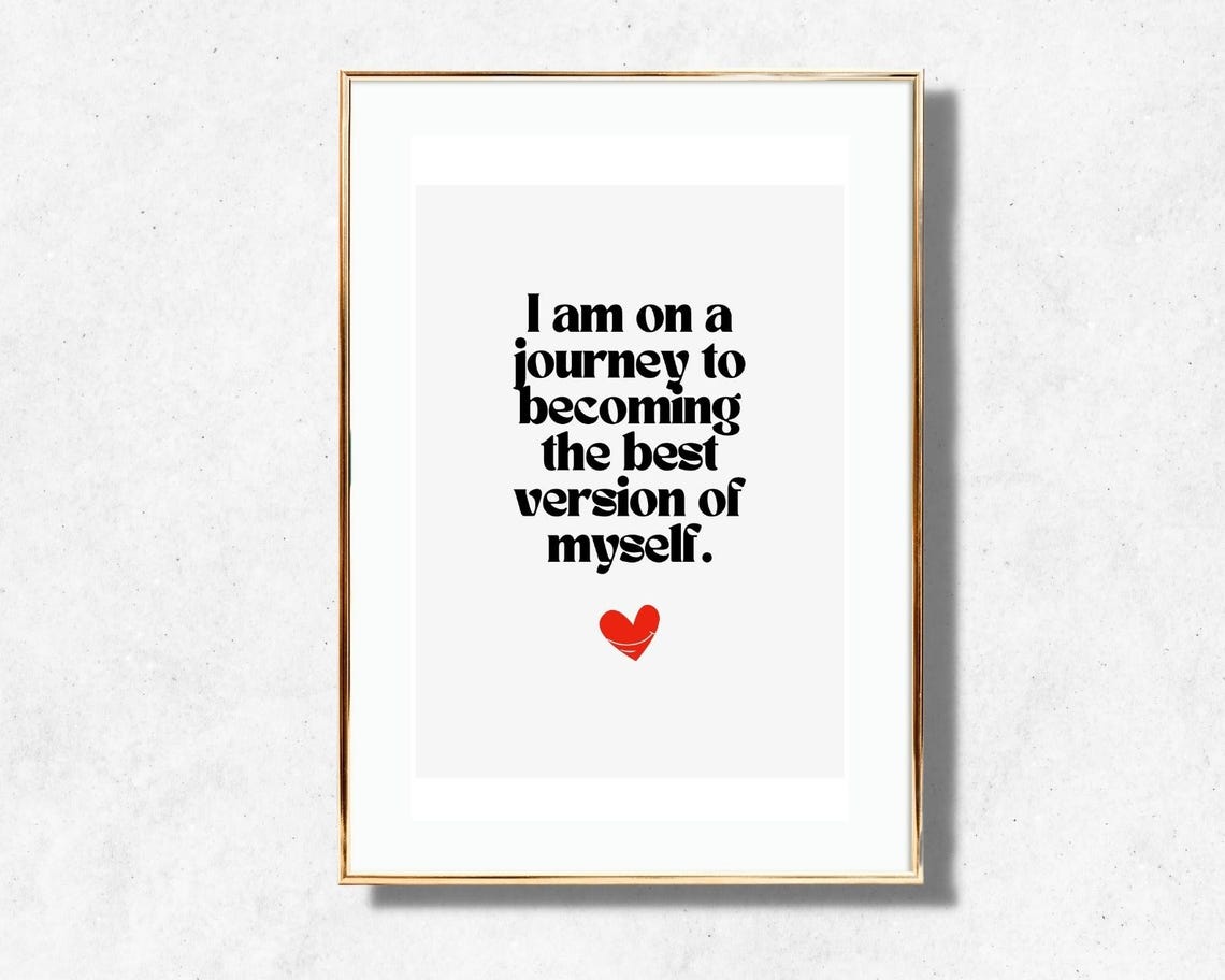 Becoming The Best Version Of Myself Affirmation Quote Heart Poster - Image 2