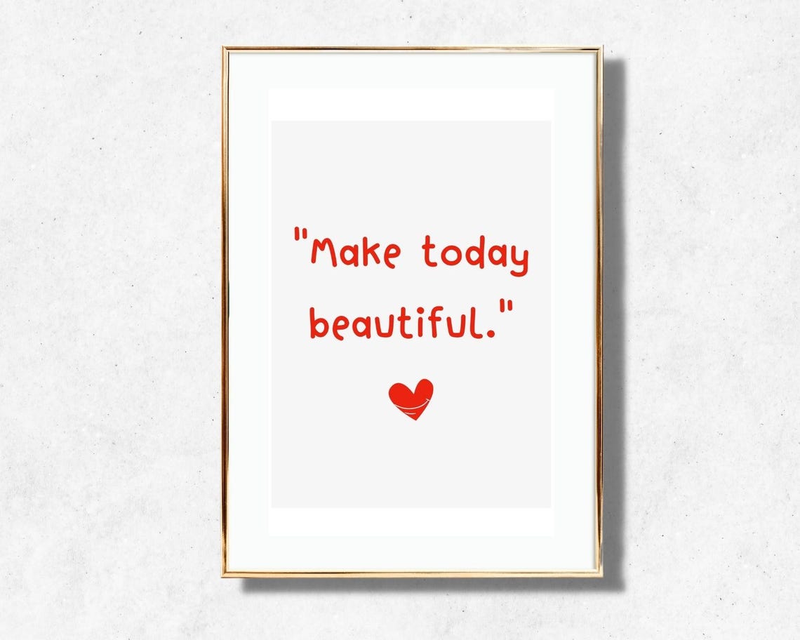 Make Today Beautiful Positive Quote Red Hand Lettered Poster - Image 2