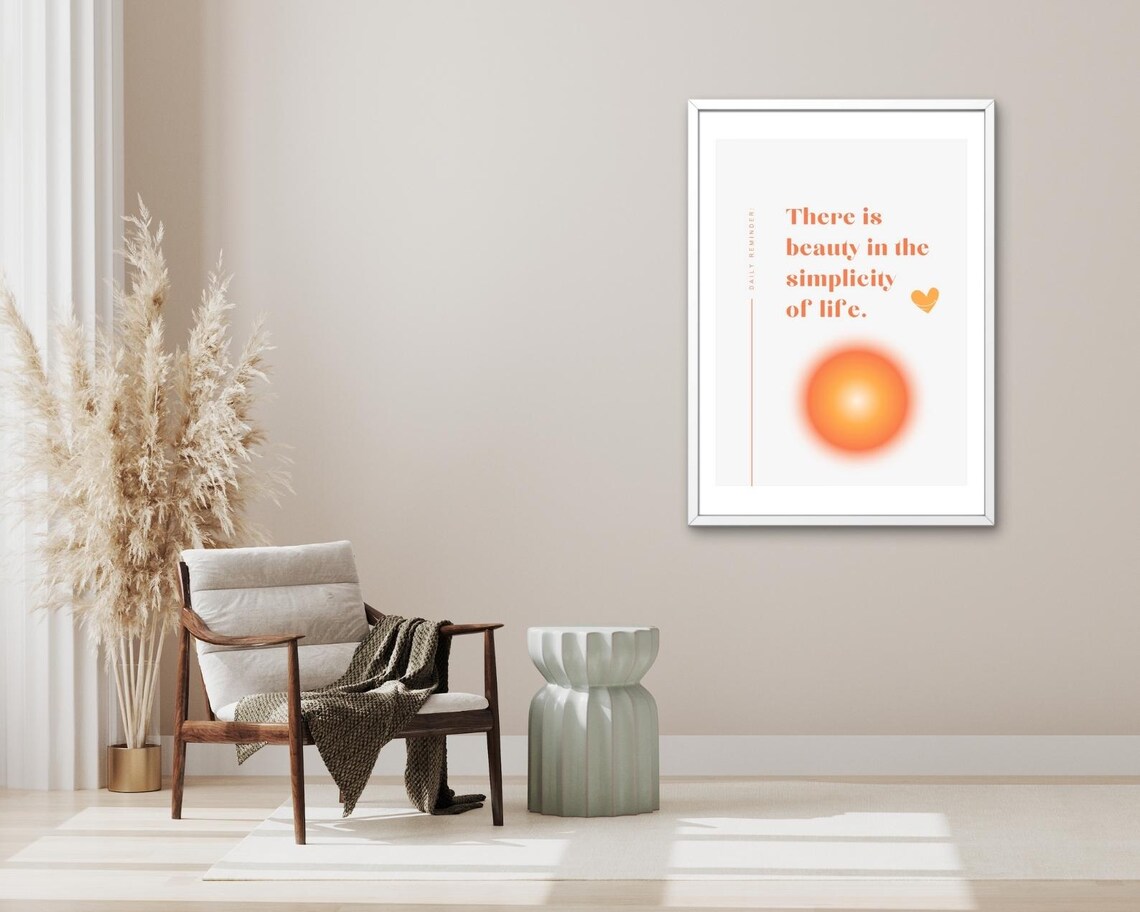 Beauty In Simplicity Of Life Orange Minimalist Daily Reminder Poster - Image 3