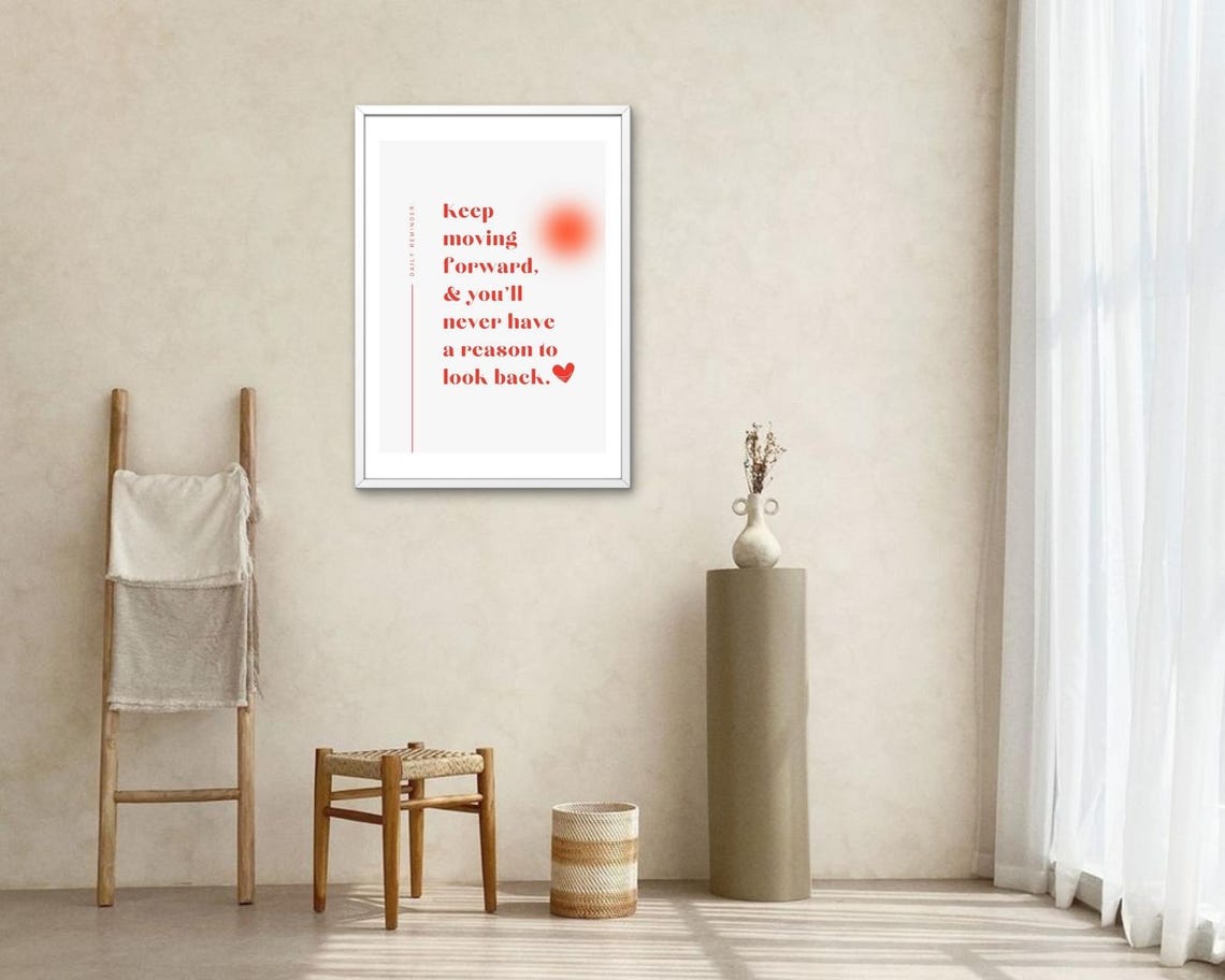 Keep Moving Forward Red Daily Reminder Motivation Minimalist Poster - Image 2