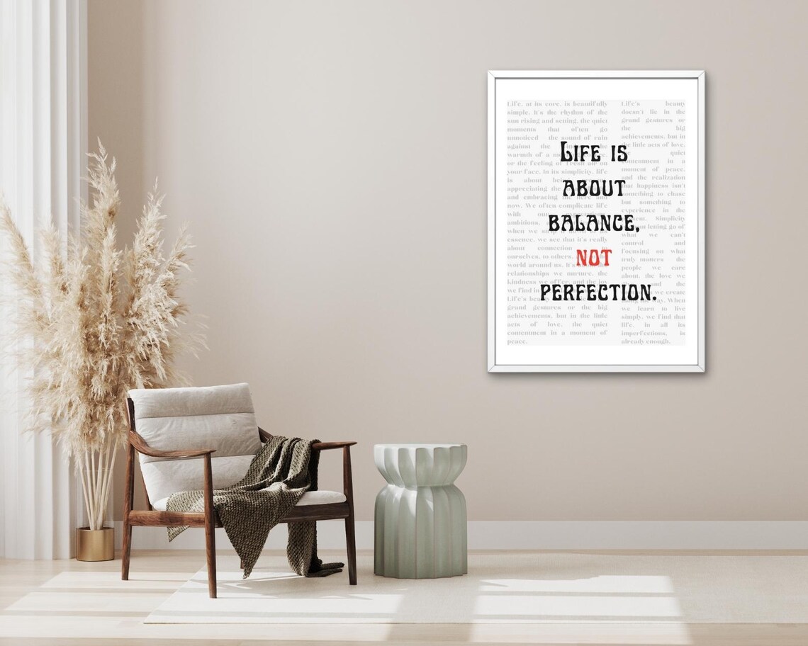 Life Is About Balance Not Perfection Quote Newspaper Vintage Poster - Image 3
