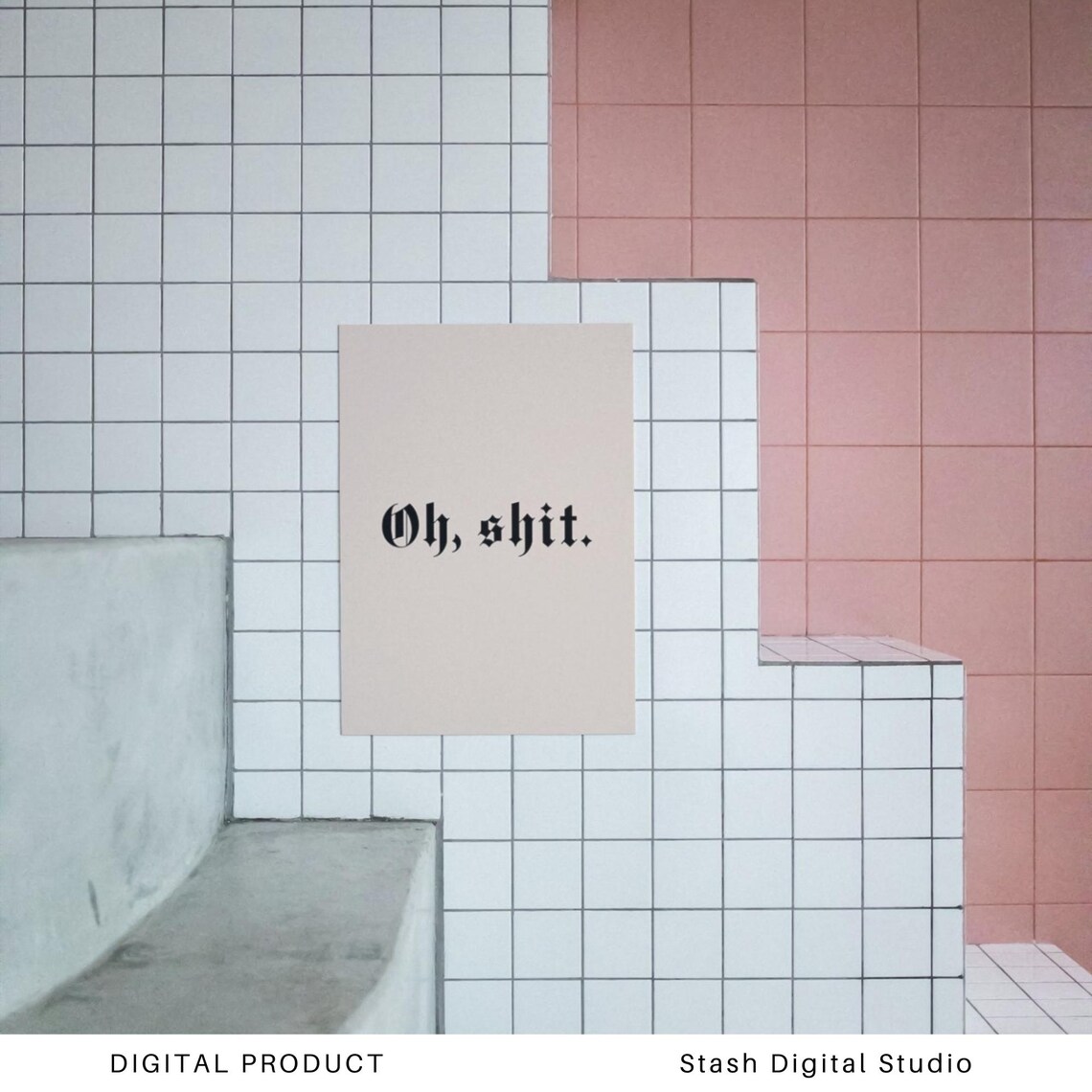 Oh Shit Gothic Blackletter Swear Word Rude Quote Poster for Home Decor - Image 3