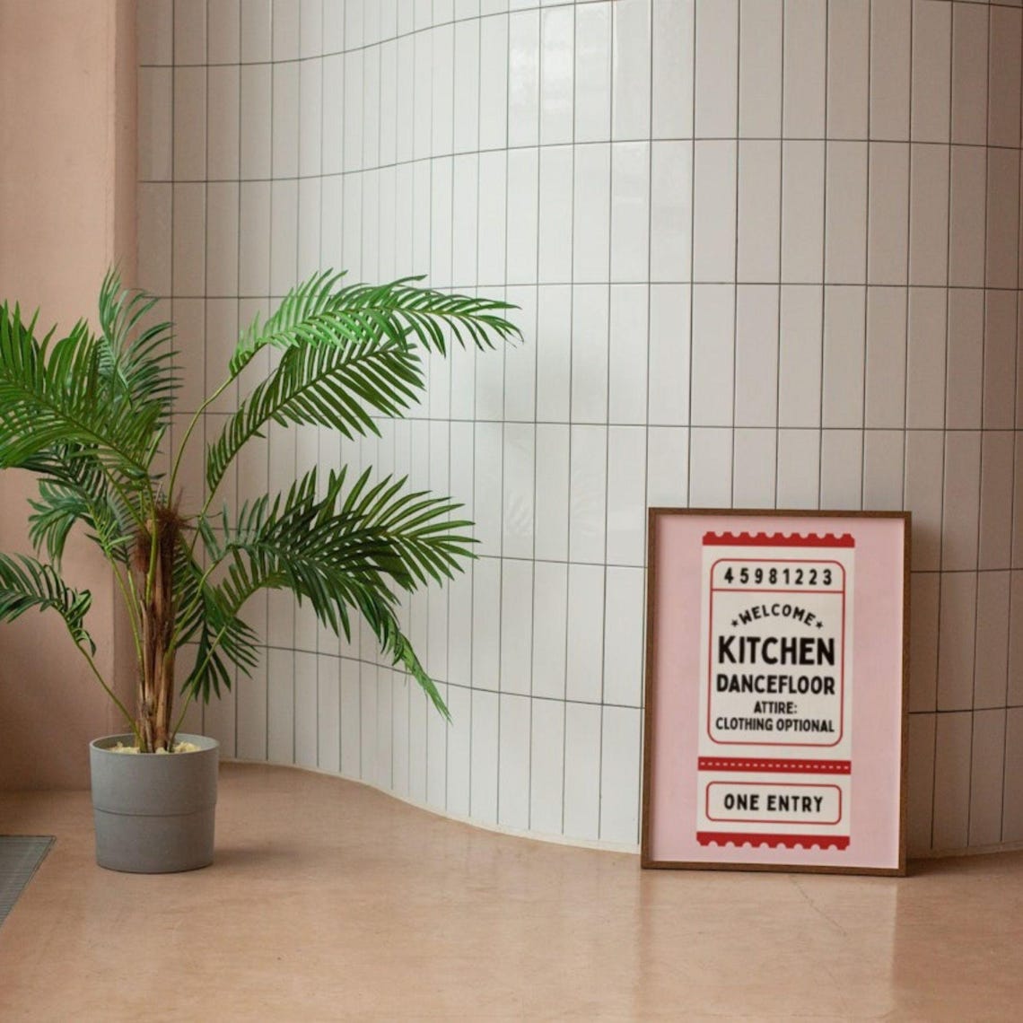 Kitchen Dancefloor Ticket Stub One Entry Funny Pink Decor Poster - Image 2