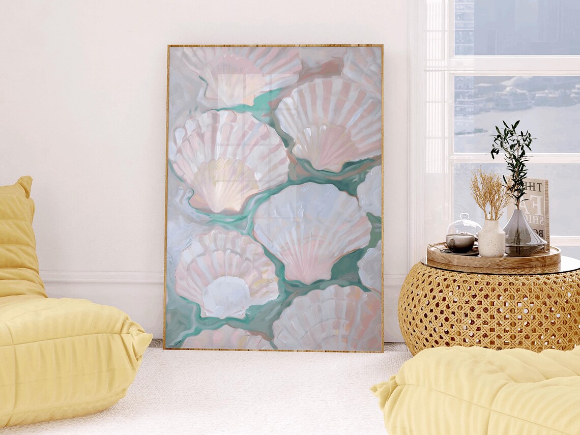 Colorful Scallop Shell Painting Coastal Art Print - Image 3