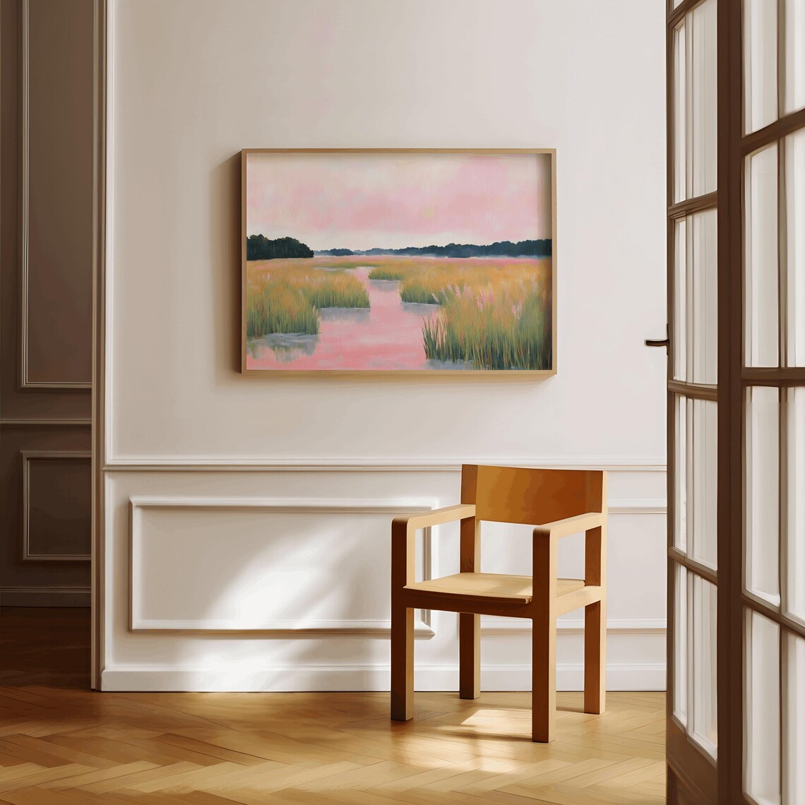 Pink Marsh Sunset Wetland Landscape Pastel Coastal Art Print - Image 2