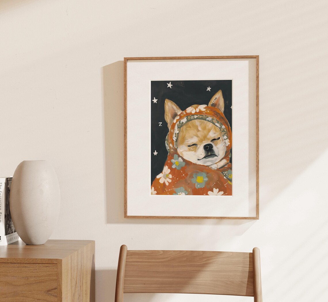 Sleeping Chihuahua Puppy In Floral Babushka Starry Night Poster - Image 2