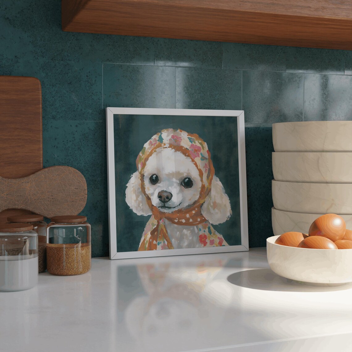 Poodle Babushka Dog Art, Dog Nursery Art - Image 3
