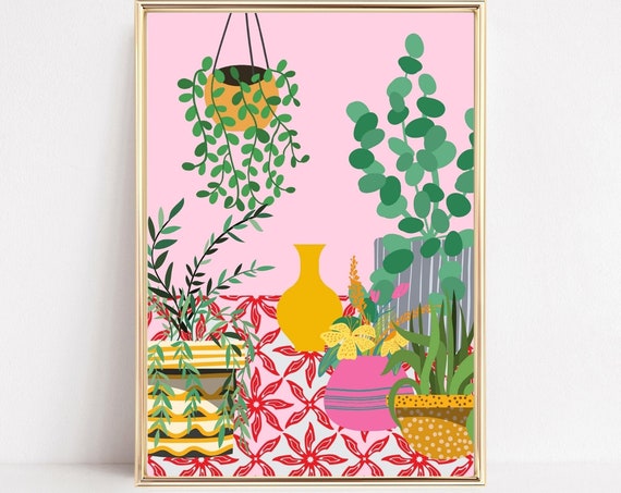 Botanical House Plants Boho Tropical Art Print