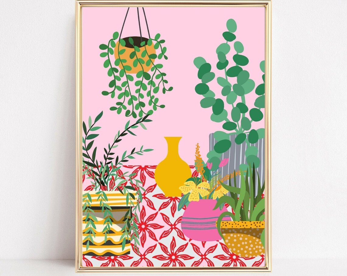 Botanical House Plants Boho Tropical Art Print
