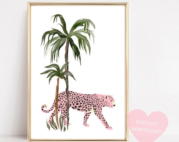 Leopard Tropical Boho Animal Print Poster
