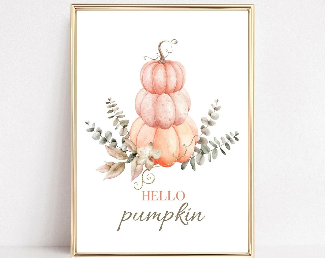 Hello Pumpkin Art Print, Autumn Halloween Decor