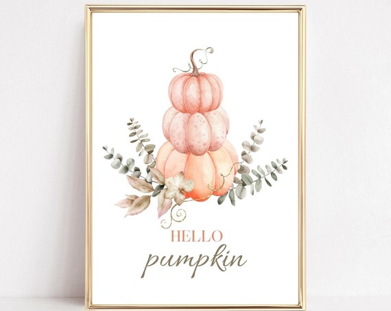 Hello Pumpkin Art Print, Autumn Halloween Decor