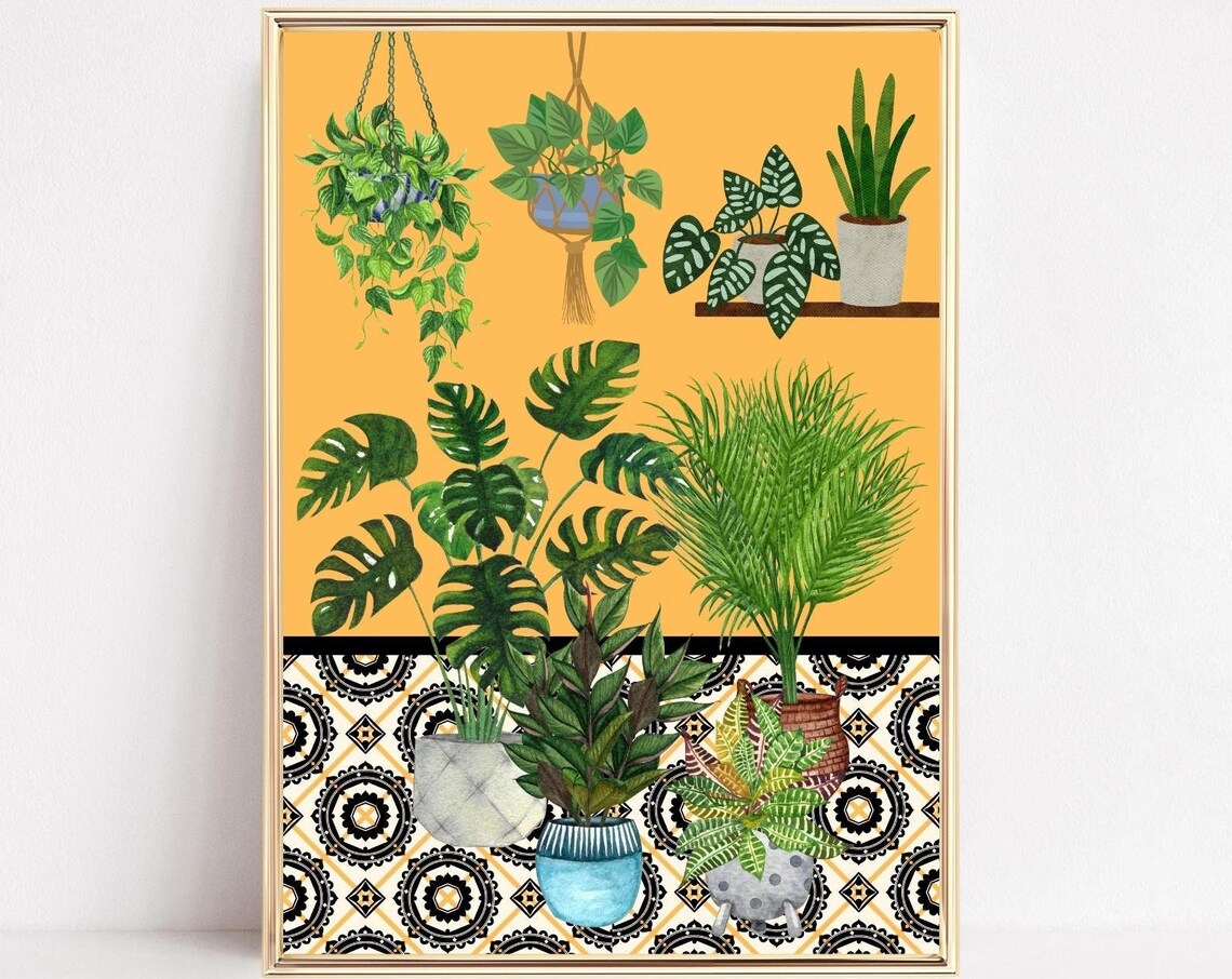 House Plant Botanical Print, Retro Kitchen Poster
