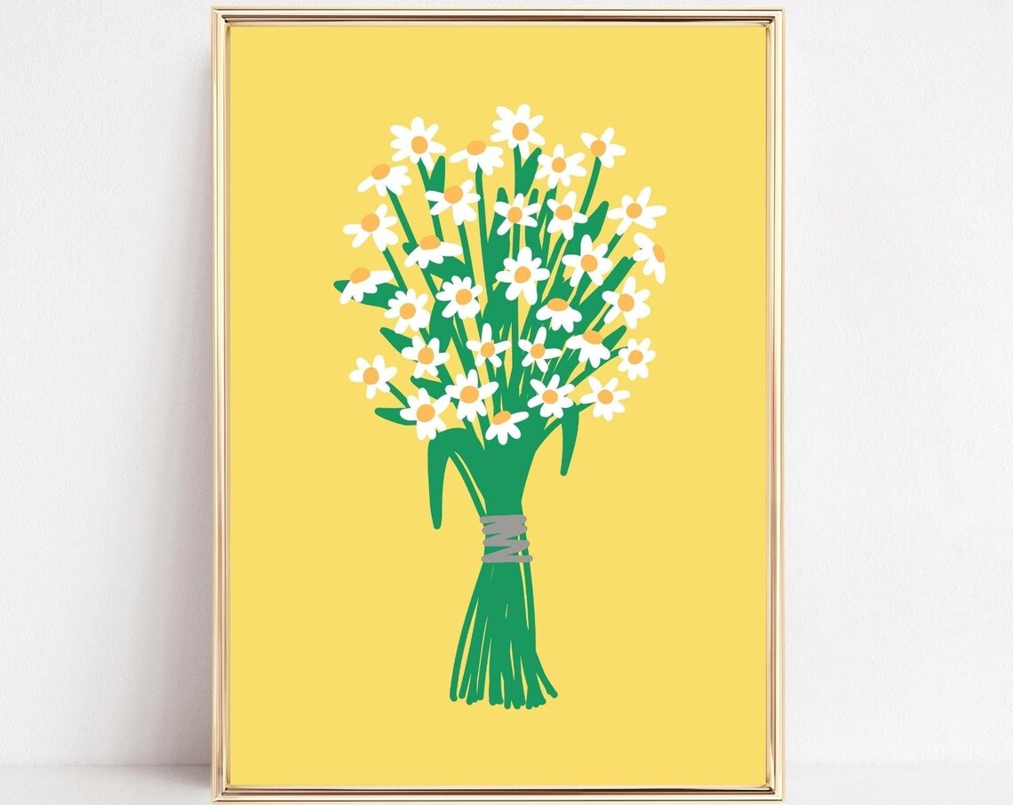 Bunch Of Daisies Vintage Floral Art Print