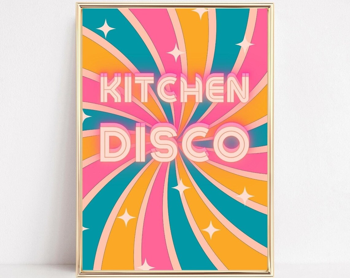 Kitchen Disco Art Print, Retro Kitchen Decor