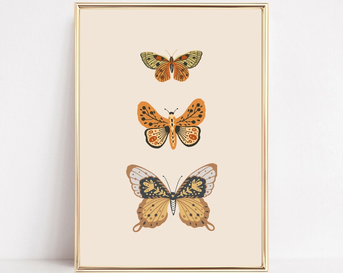 Butterfly Print, Mid Century Retro Art Print