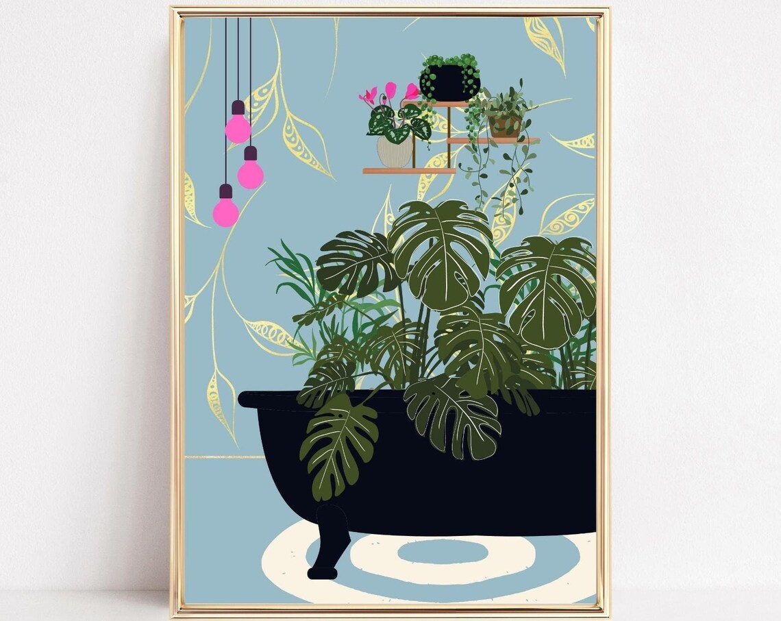 Botanical Bathroom Art Print, Boho Bathroom Decor