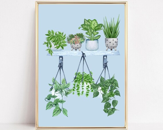 Houseplants Botanical Print, Maximalist Wall Decor