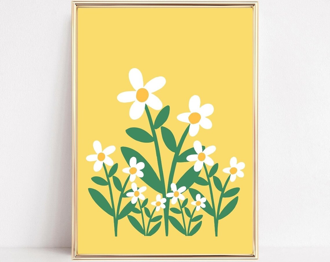 Daisies Art Print, Spring Botanical Poster