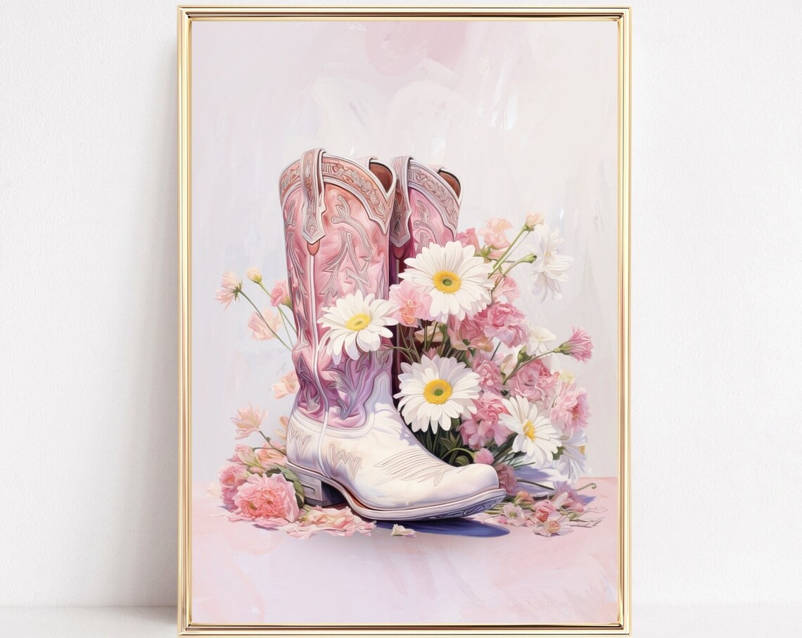 Cowgirl Boots Retro Western Art Print, Vintage