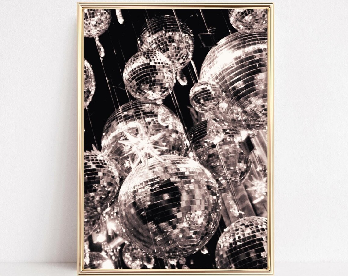 Funky Disco Ball Art Print, Retro 70s Music Poster