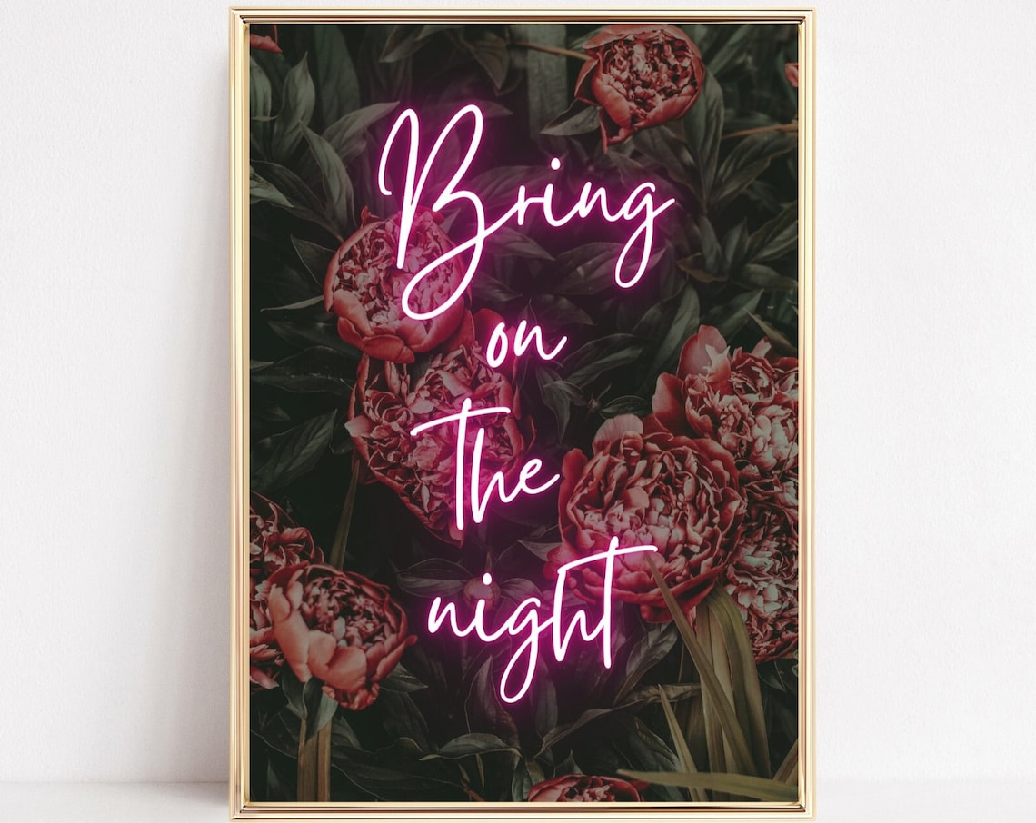 Pink Neon Tropical Music Lyrics Quote Poster