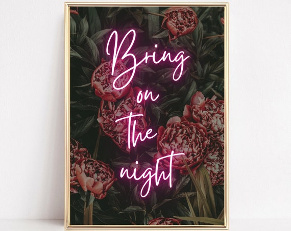 Pink Neon Tropical Music Lyrics Quote Poster