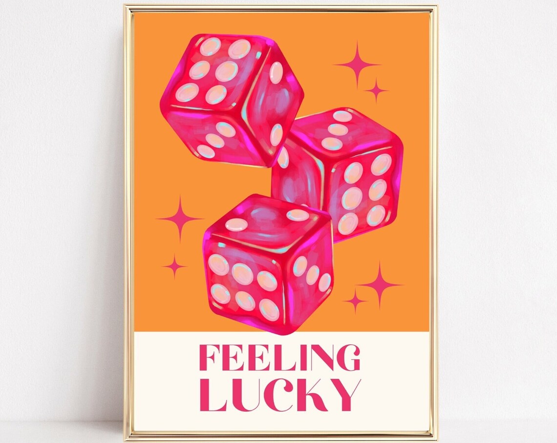 Feeling Lucky Lucky Dice Poster Print, Retro Y2K