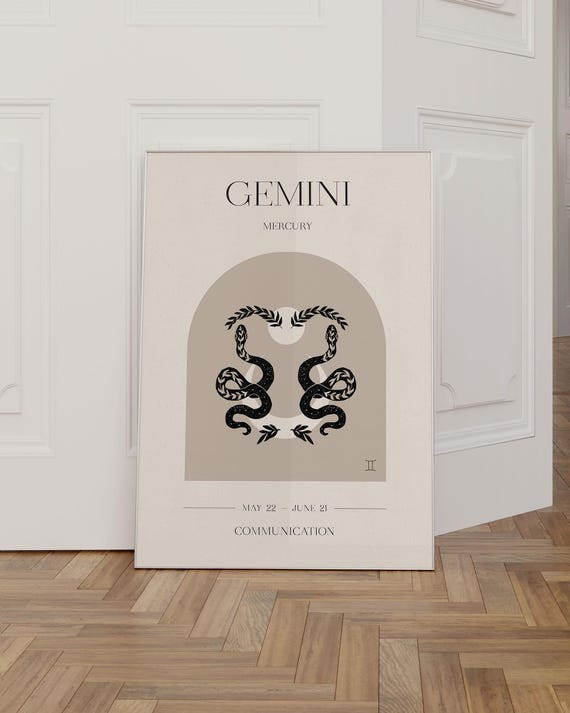 Gemini Zodiac Sign Boho Art Print