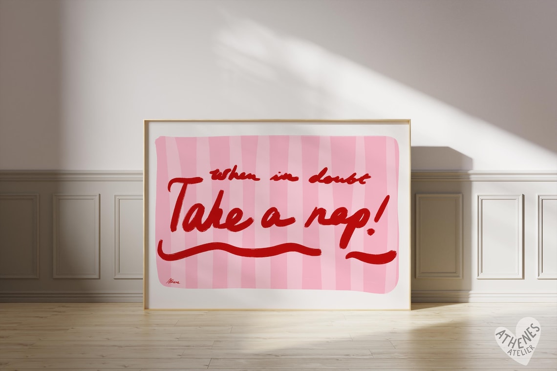 Take A Nap Print, Girly Bedroom Decor Poster