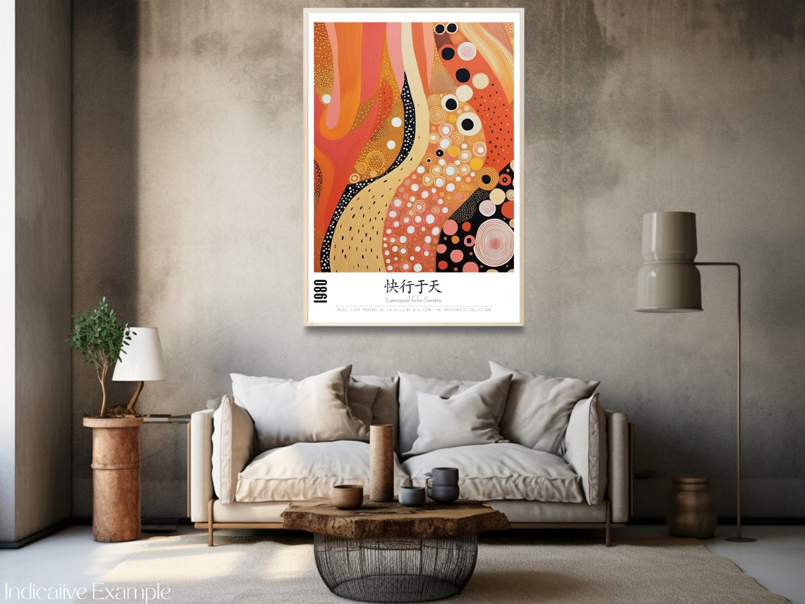 Lumispiral Echo Sonata 1980 Orange Dot Flow Abstract Art Poster - Image 3