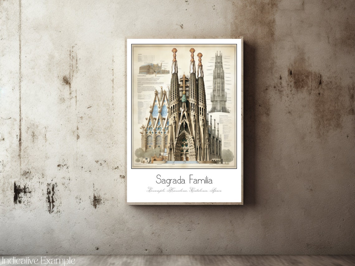 Sagrada Familia Print Sagrada Familia Poster Travel Print Poster Destination Poster Minimalist Vintage Sketch Architecture Poster Print - Image 2
