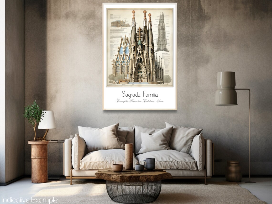 Sagrada Familia Barcelona Gaudi Architectural Study Art Poster - Image 3