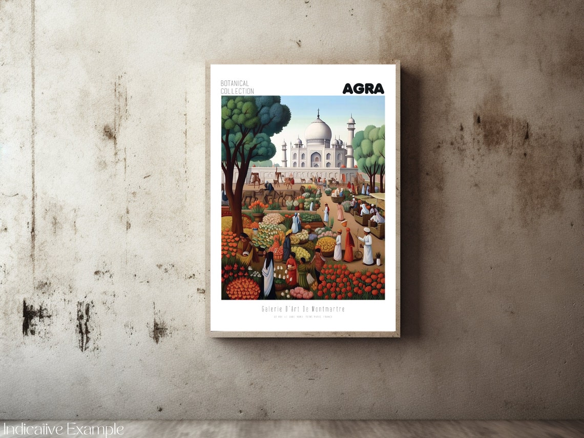 Taj Mahal Travel Print Taj Mahal Vintage Poster Taj Mahal Wall Art Henri Rousseau Print Flower Market Post Taj Mahal Art Agra Print - Image 2