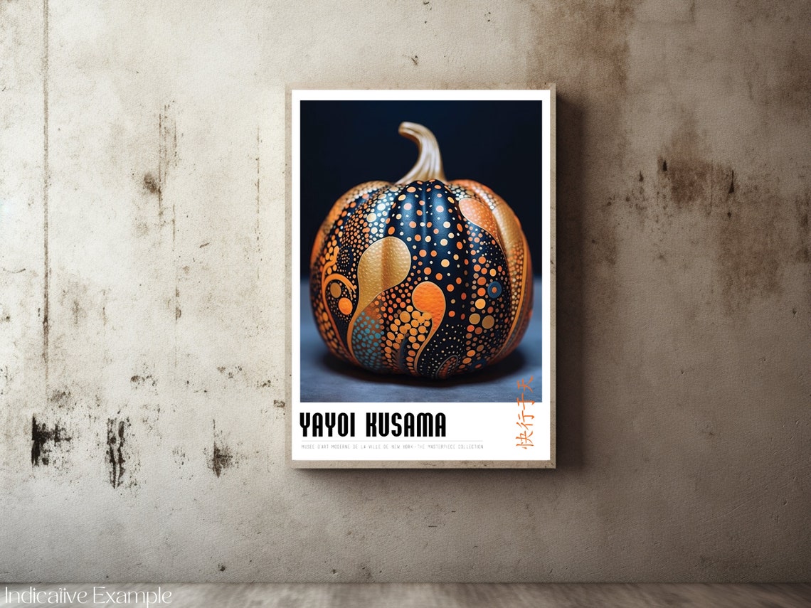 Yayoi Kusama Dark Gold Pumpkin Night Polka Dot Exhibition Poster - Image 2