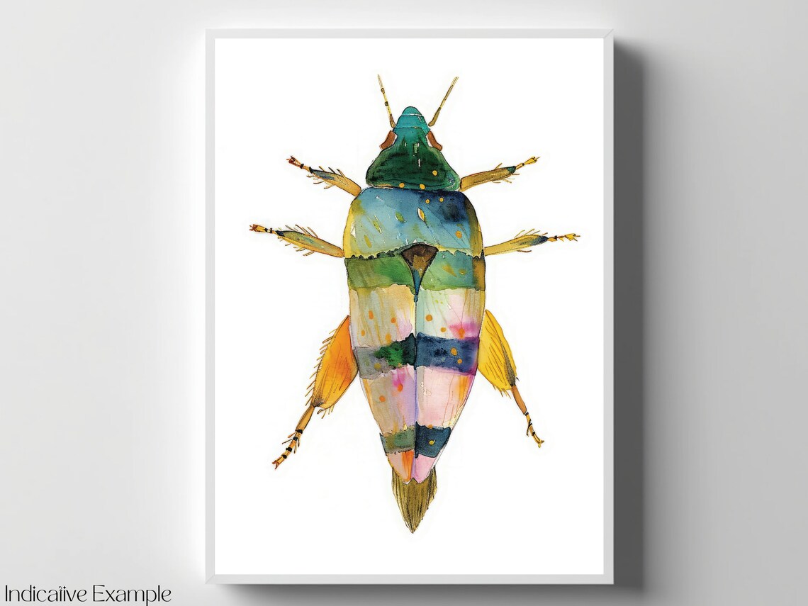 Rainbow Watercolor Beetle Insect Nature Wall Decor Art Poster - Image 4