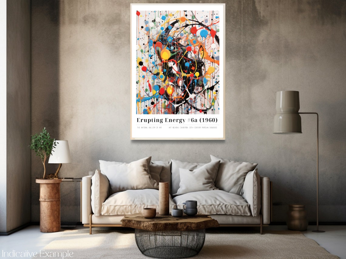 Erupting Energy 6a Pollock Inspired Multicolor Drip Art Poster - Image 3