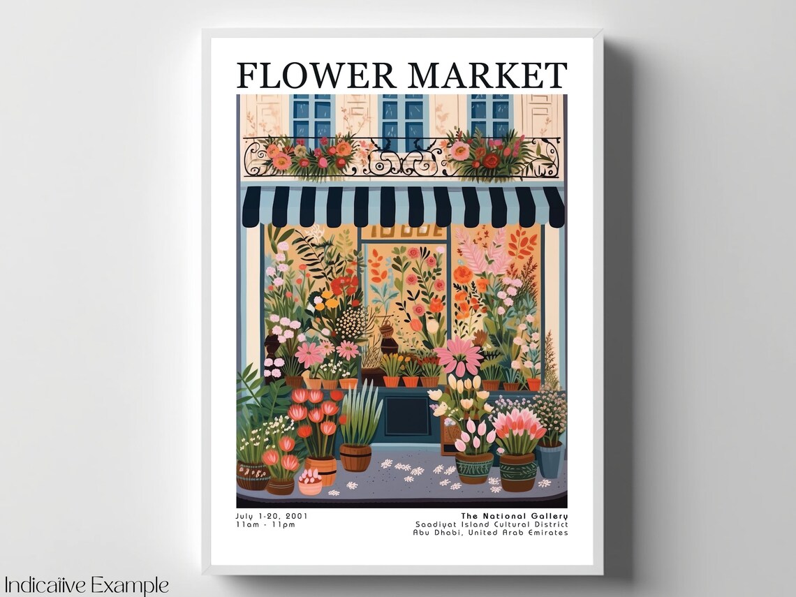 Flower Market Parisian Florist Shopfront Striped Awning Art Poster - Image 4