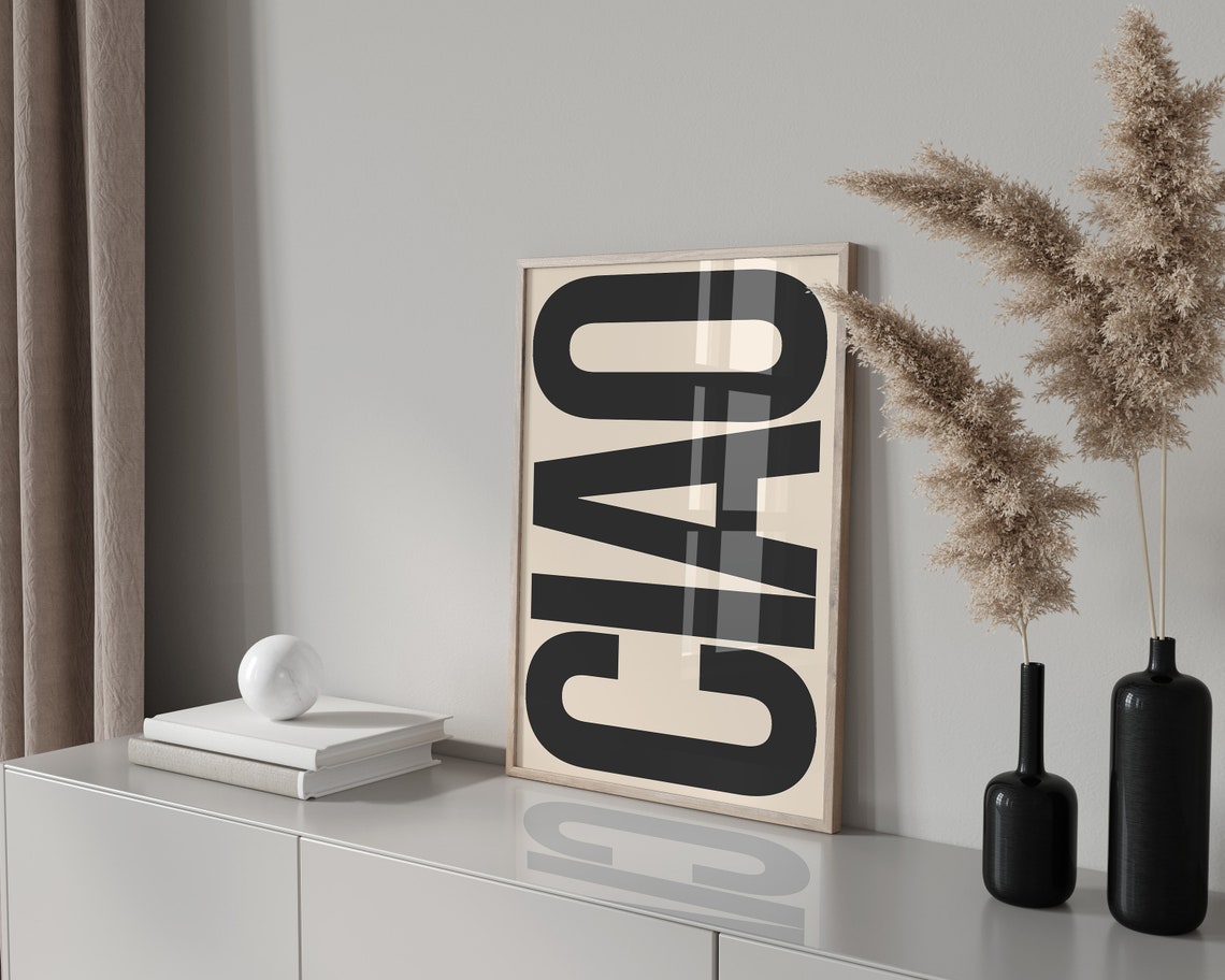 Ciao Bold Black Minimalist Italian Typography Statement Poster - Image 4
