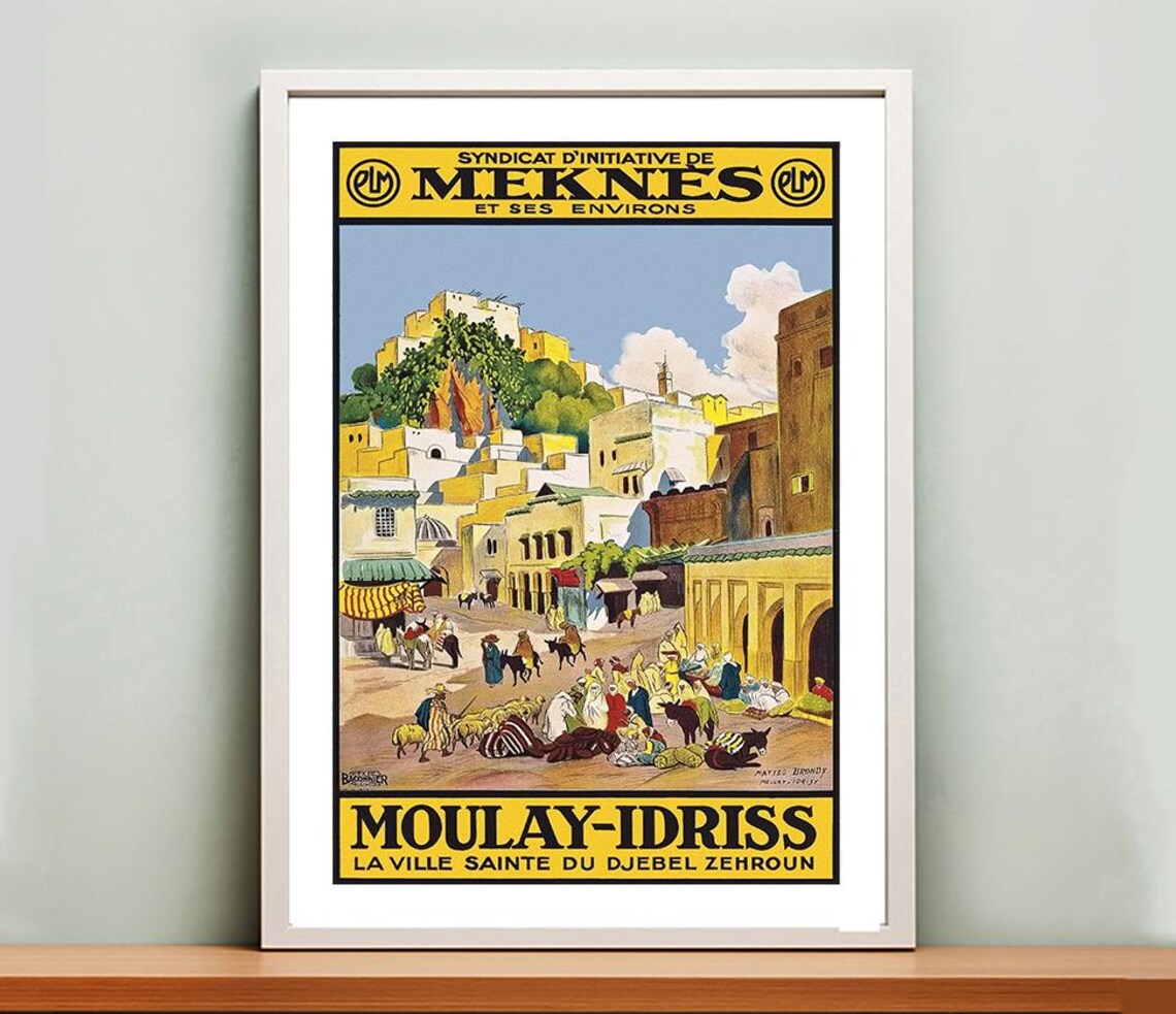 Meknes Moulay Idriss Morocco Vintage Travel Poster