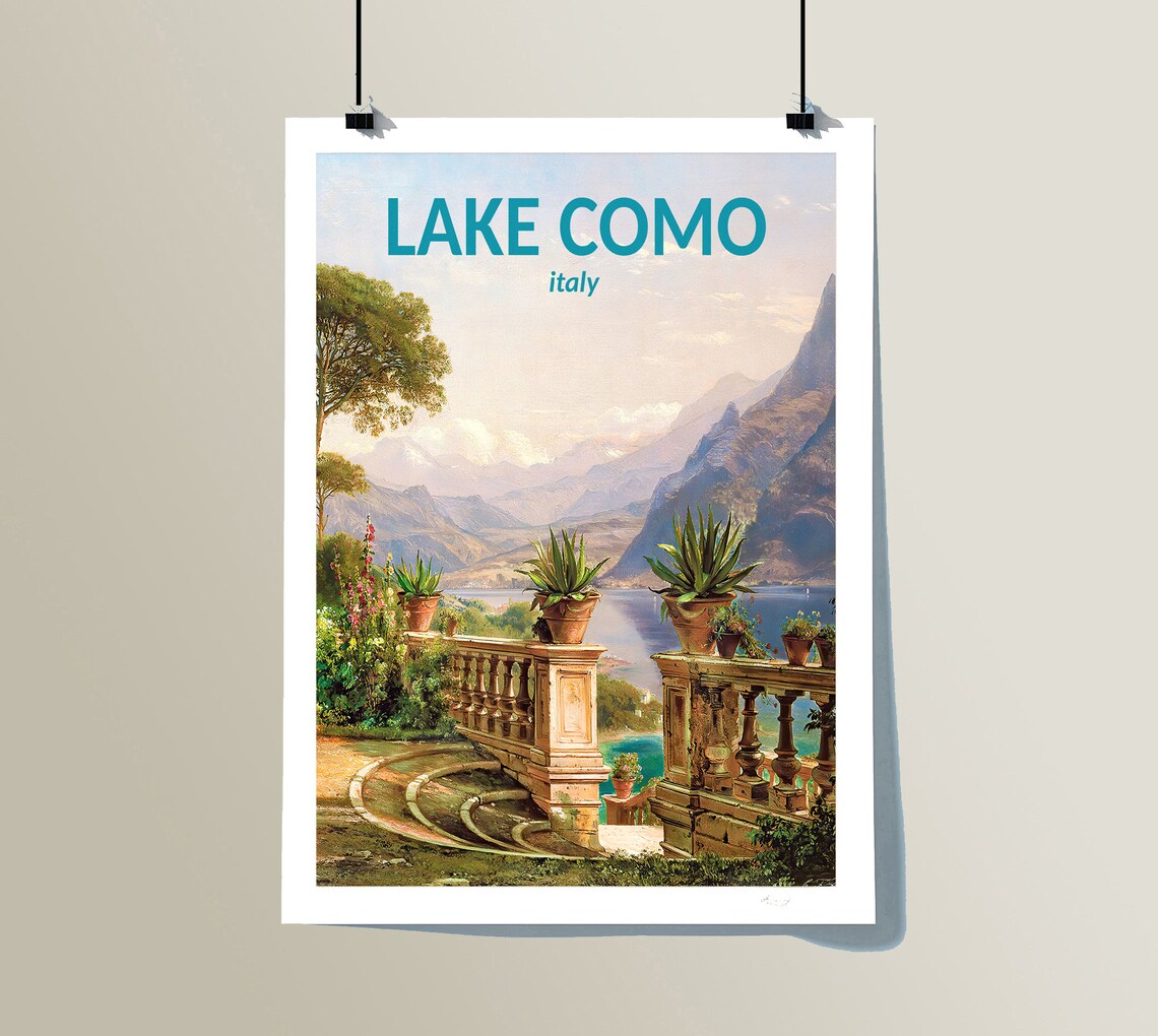 Lake Como Vintage Travel Poster, Italian Lake Wall Art - Image 2