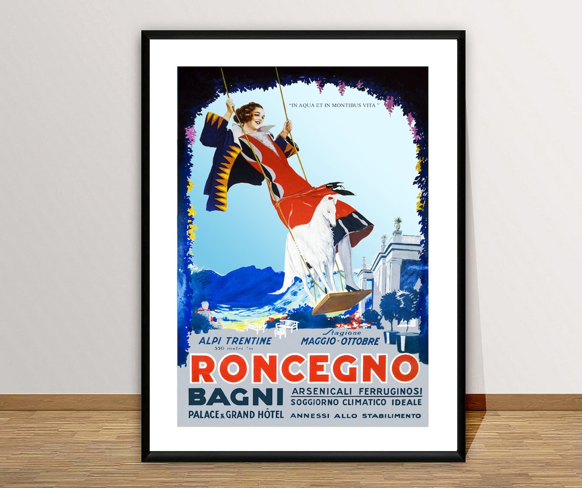 Roncegno Bagni Trentino Vintage Italian Alpine Spa Travel Poster - Image 2