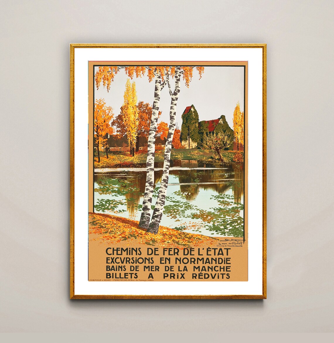 Chemins de Fer de l'Etat Normandy Autumn Vintage Railway Travel Poster